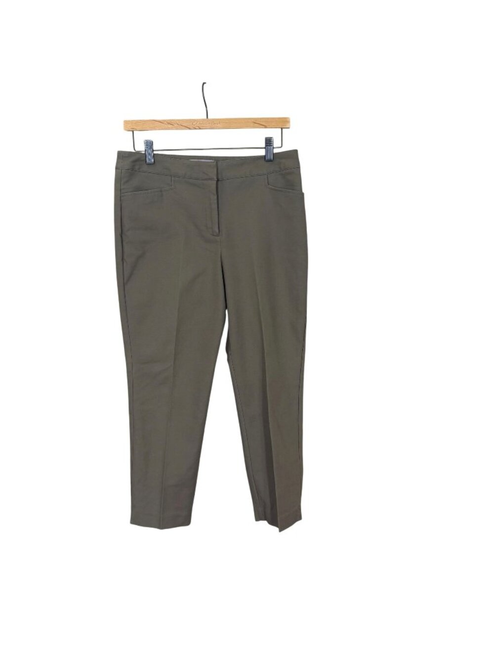 Chicos Fabulously Slimming Green Flat Front Straight Leg Crop Pants 0 Small